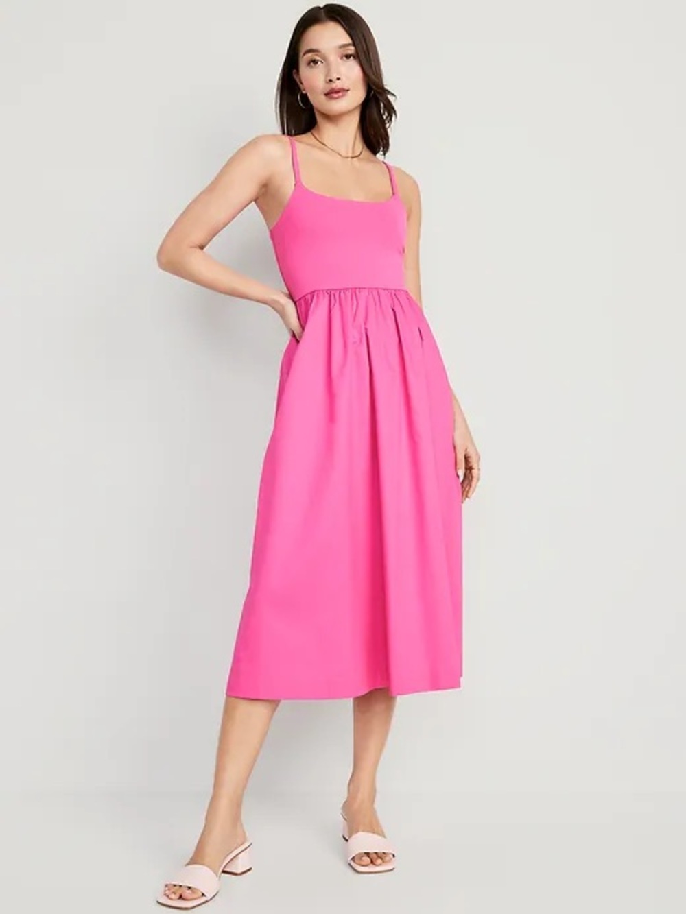 Fit & Flare Combination Midi Dress
